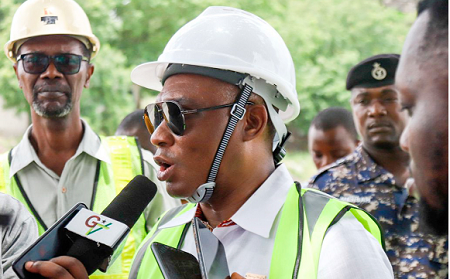 George Mireku Duker addressing the media during the working visit
