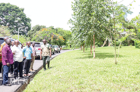  Benito Owusu-Bio (left), Deputy Minister of Lands and Natural Resources, during a tour of  some selected planting sites in Accra 