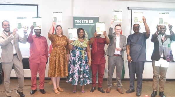 Nicolas Demers-Labrousse (left), Country Director of SOCODEVI, with some dignitaries launching  the Together Women and Cocoa Communities Initiative in Accra. Picture: Emmanuel Quaye