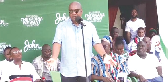 •Former President John Dramani Mahama addressing the delegates at Gomoa Buduatta