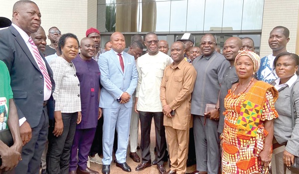• Samuel Okudzeto Ablakwa (4th from left), with Fifi Kwetey (5th from left),  NDC General Secretary, and other sympathisers after he was acquitted and discharged by the court