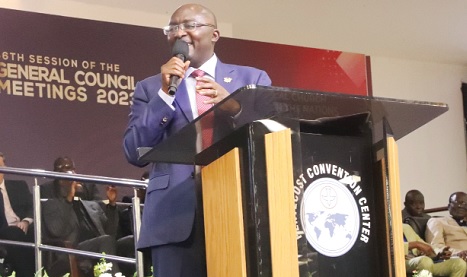 • Vice-President Dr Mahamudu Bawumia speaking at the opening of the 46th session of the General Council Meetings of the Church of Pentecost at the Pentecost Convention Centre at Gomoa Fetteh last Wednesday