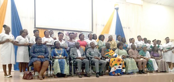 Dr Patrick Kuma-Aboagye (seated 4th from left),  Director-General, GHS, and some members of the Ghana Midwifery Association at the event in Cape Coast
