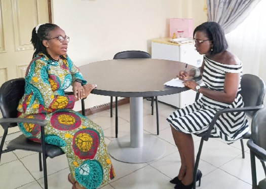 Prof. Marian D. Quain (left), Deputy Director-General, Council for Scientific and Industrial Research, discussing a point with Daily Graphic’s Augustina Tawiah 