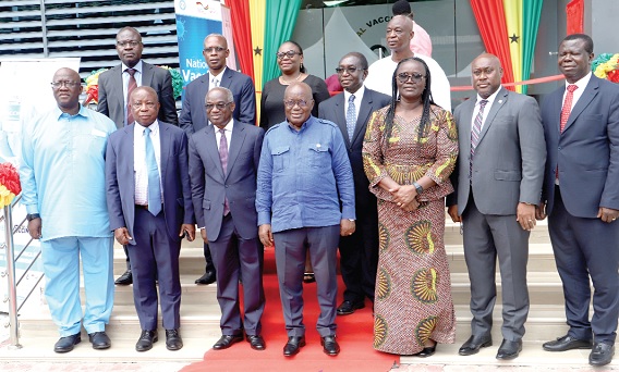 President Akufo-Addo (4th from left) with some members of the  National Vaccine Institute Board in Accra