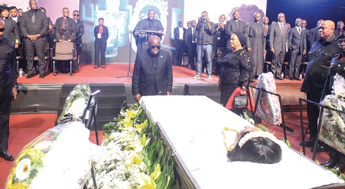 President Akufo-Addo paying his last respects to Major Alberta Boatemaa Oquaye. Picture: ERNEST KODZI
