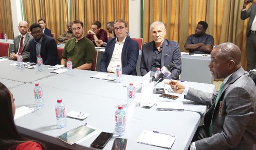 Stephen Antwi (right), President, Ghanaian-German Economic Association, addressing the forum. Picture: ELVIS NII NOI DOWUONA