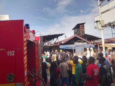 Fire officers are on the ground to douse the fire 