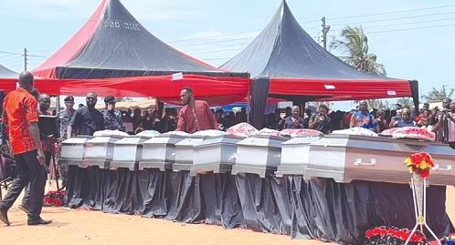 A burial service was held for schoolchildren who drowned at Faana