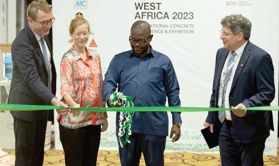 From left:  Burkhardt Hellemann, a delegate of German Industry and Commerce in Ghana; Sivine Jansen, Deputy Head of Mission at the German Embassy in Ghana; Francis Asenso-Boakye, Minister of Works and Housing; Dr Holger Karutz, Managing Director of ad-media GmbH, at the opening ceremony of ICCX West Africa 2023