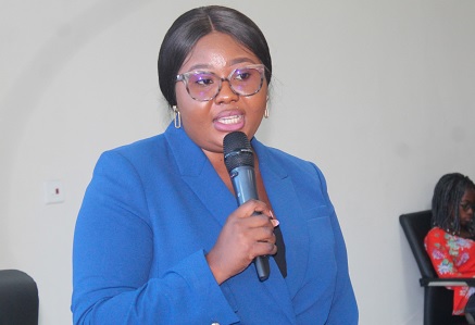 Francisa Oteng Mensah, Deputy Minister, Ministry of Gender, Children and Social Protection, speaking at the meeting. Picture: ESTHER ADJORKOR ADJEI