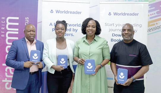 From left: Leslie Tettey, Worldreader Regional Director, West Africa; Kezia Agbenyega, Worldreader Author and Publisher Relations, West Africa; Esther Cobbah, Founder of Stratcomm Africa; and Kwame Essah, Worldreader Director for Africa