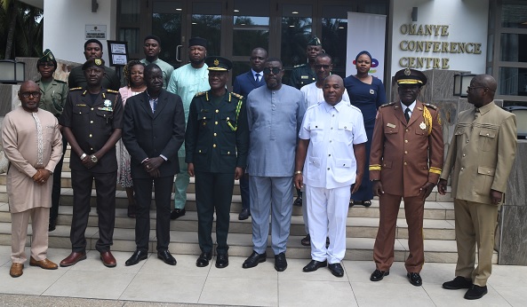 Kwame Asuah Takyi(2nd from fourth-front row), Comptroller General of the Ghana Immigration Service with the participants after the opening session of the Seventh ECOWAS Heads of Immigration Meeting in Accra. 