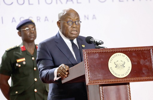 President Akufo-Addo (left) addressing the 7th African Leadership Forum in Accra