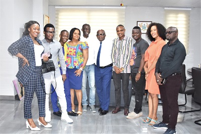 Dr Nana Ato Arthur (5th from right), Head of Local Government Service, with some of the foreign students from GIMPA who paid a courtesy call on him in Accra