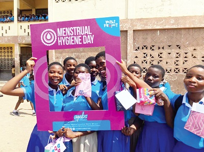 School girls celebrating menstrual hygyiene day