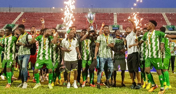 Players of Bofoakwa Tano celebrating their qualification