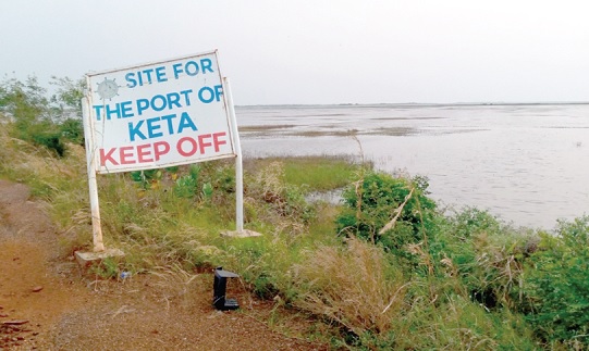 A signage on the Kedzi-Afiadenyigba Road showing a portion of the site for the proposed Keta Port