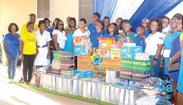 The old students making a donation at the Children’s Ward of the Ho Teaching Hospital
