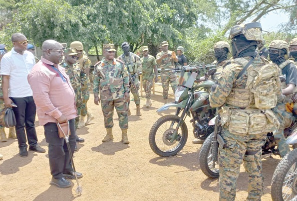 Kofi Amankwa-Manu (left), Deputy Minister of Defence, inspecting some equipment of GAF on exhibition during the exercise