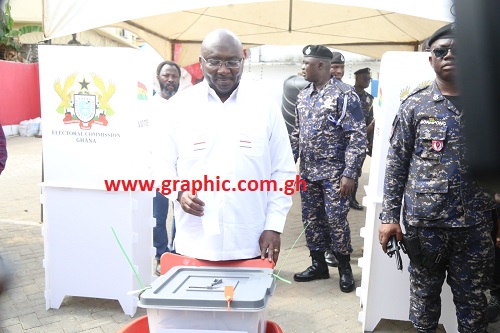 Vice President Dr. Mahamudu Bawumia voting at the NPP headquarters in Accra