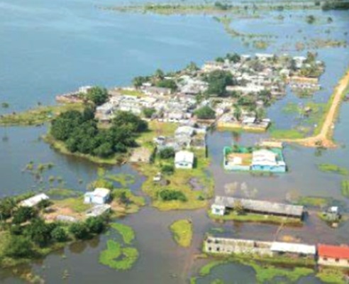 Some flooded communities around the dam
