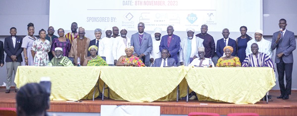 Members of the National Peace Council and some dignitaries after the event. Picture: caleb vanderpuye