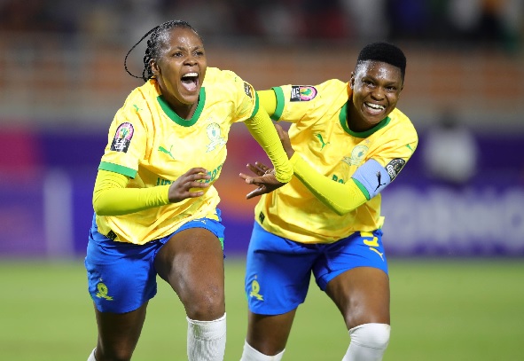 Boitumelo Rabale (left) scored the only goal which saw Sundowns qualify for the final