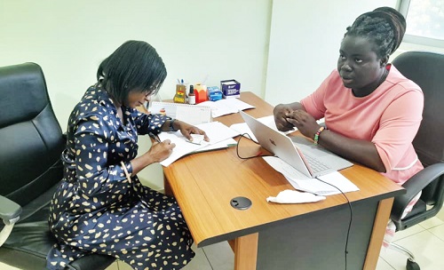 Dr Efua Commeh, acting Programme Manager of Non Communicable Diseases of the Ghana Health Service, speaking with Daily Graphic's Augustina Tawiah
