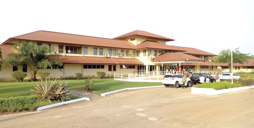 Front view of the Sunyani Teaching Hospital 