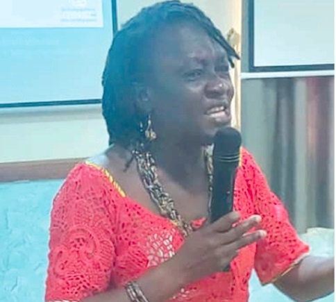Dr Matilda Aberese-Ako presenting her report to participants