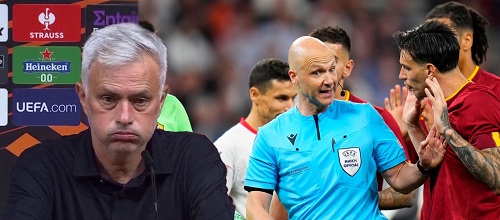 VIDEO: Watch how Mourinho confronted the referee after Roma's Europa League final loss