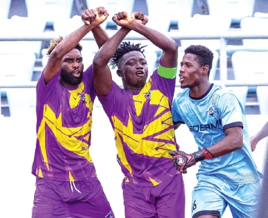 Medeama players celebrating their victory in Conakry