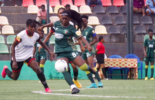 Mukarama Abdulai (with ball) in action for Hasaacas Ladies last Friday