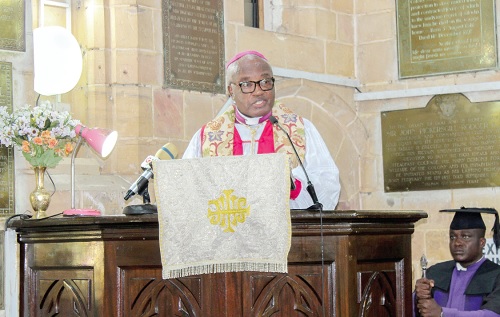 Dr Victor Reginald Atta-Baffoe, Anglican Bishop of Cape Coast, delivering his sermon. Picture: ERNEST KODZI