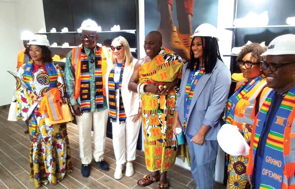 Odeneho Kwafo Akoto III (4th from right) and some executive of World Shoes, including Emmanuel Ohonme, (2nd from  left), President and Founder of the organisation