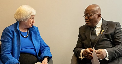 US Treasury Secretary Yellen commends Ghana's economic progress in meeting with Prez Akufo-Addo