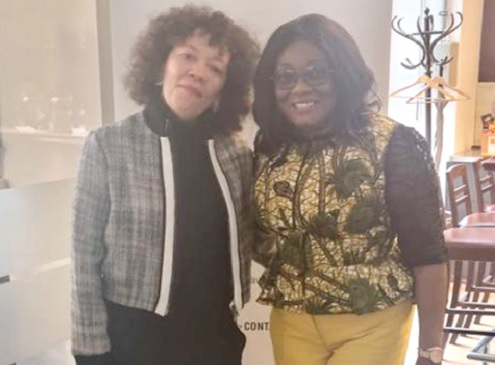 Gina Ama Blay (right) Ghana’s Ambassador to Germany, with Yasmin Lenth at a recent Table Media encounter in Berlin