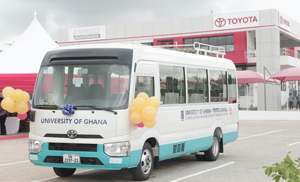 The front  view of the centre and a bus that was presented to the university. Picture: EDNA SALVO-KOTEY