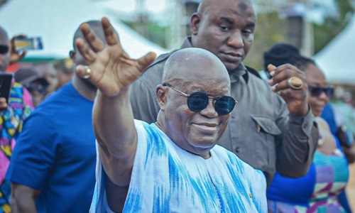 The President, Nana Addo Dankwa Akufo-Addo, acknowledging cheers from the crowd at the durbar ground