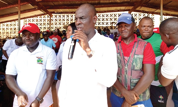 Haruna Iddrisu, NDC MP for Tamale South, addressing party supporters at the end of the health walk in Bolgatanga