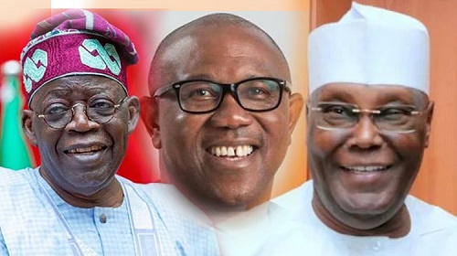 From Left: Bola Tinubu, Peter Obi and Atiku