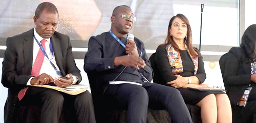 Dr Mohammed Amin Adam (middle), Minister of State at the Ministry of Finance,  speaking on behalf of  Ken Ofori-Atta, Minister of Finance, at the  Africa Climate Summit in the Kenyan capital, Nairobi