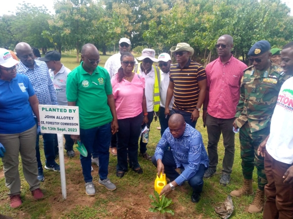 John Allotey (arrowed), CEO of Forestry Commission, with  Dr Angela Lusigi, UNDP Resident Representative; Aaron Adu, Managing Director of GSA, and other dignitaries
