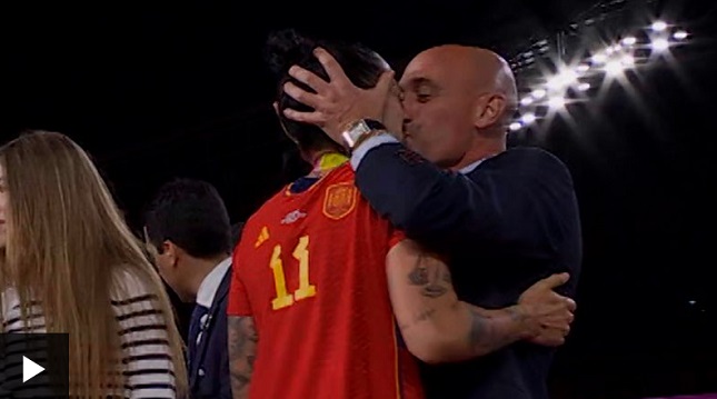 Luis Rubiales: Spanish federation president kisses Hermoso during ceremony