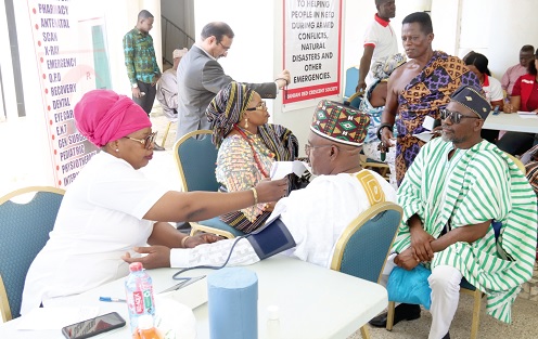 Some dignitaries and participants going through the health screening process. Picture: ELVIS NII NOI DOWUONA