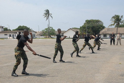 Some military officers training 