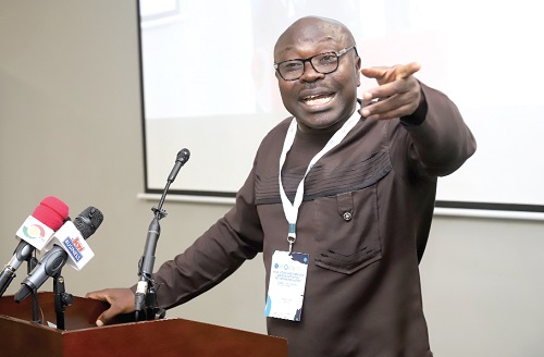 Moses Anim, a Deputy Minister of Fisheries and Aquaculture Development, speaking at the conference in Accra. Picture: SAMUEL TEI ADANO