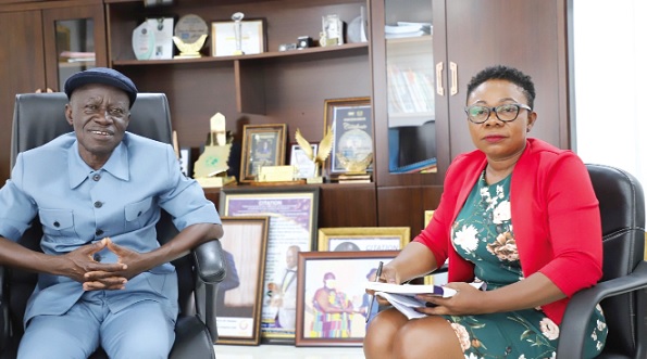 Kwame Osei-Prempeh (left) speaking to Della Russel Ocloo, our reporter, about the operations of the facility