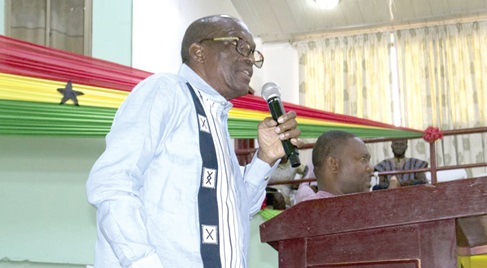 Alban Bagbin (left), Speaker of Parliament, addressing the participants in Sunyani